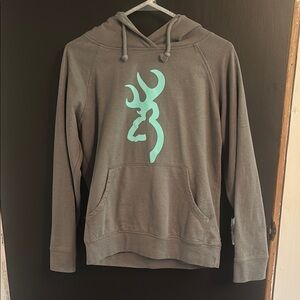 Browning Gray and Teal Sweater with Iconic Buck Logo